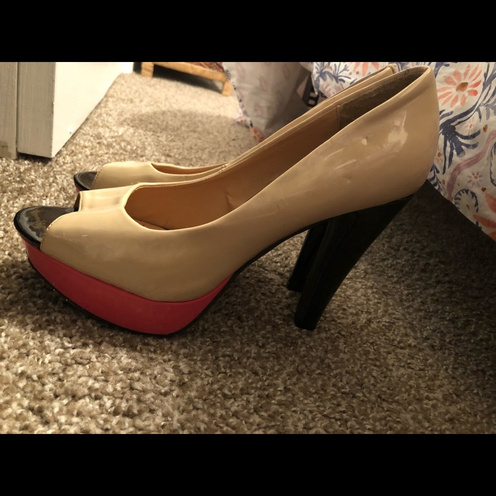 Pink, Cream, Black Heels!